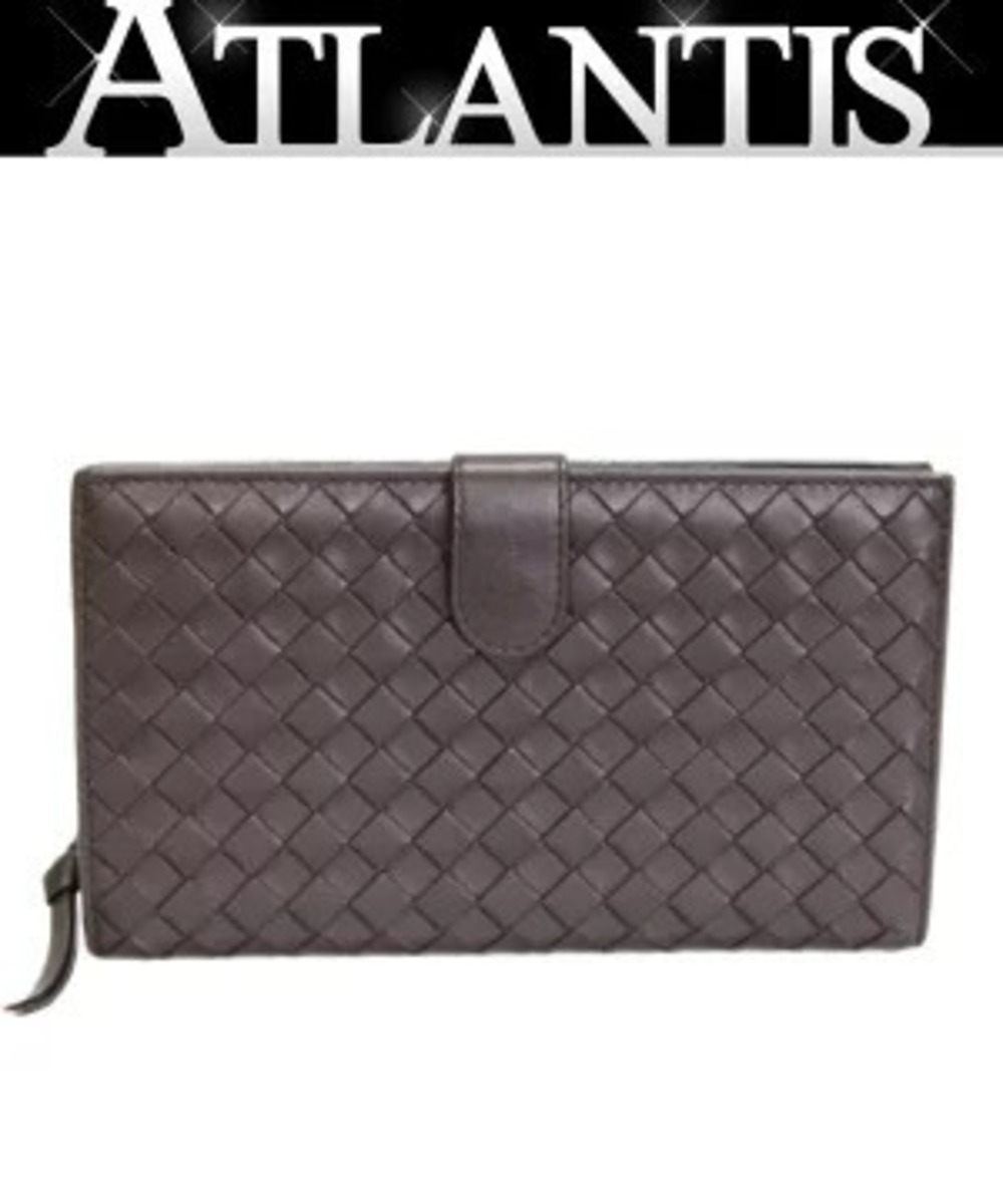 Bottega Veneta Intrecciato Bi fold Long Wallet Leather Brown